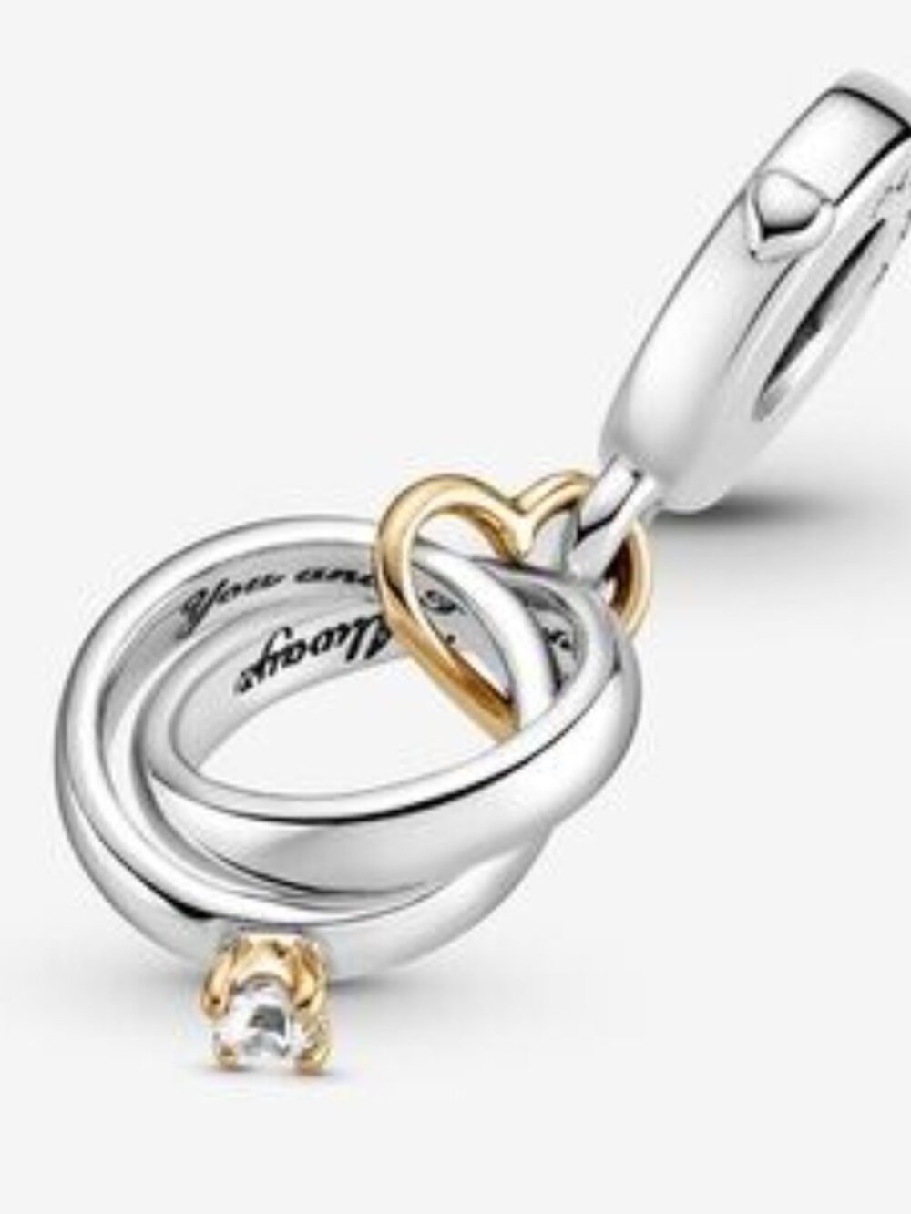 PANDORA Two-tone Wedding Rings Dangle Charm - Picture 2 of 4